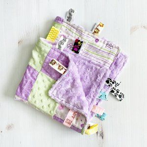 Super silky, snuggly handmade baby tag blanket